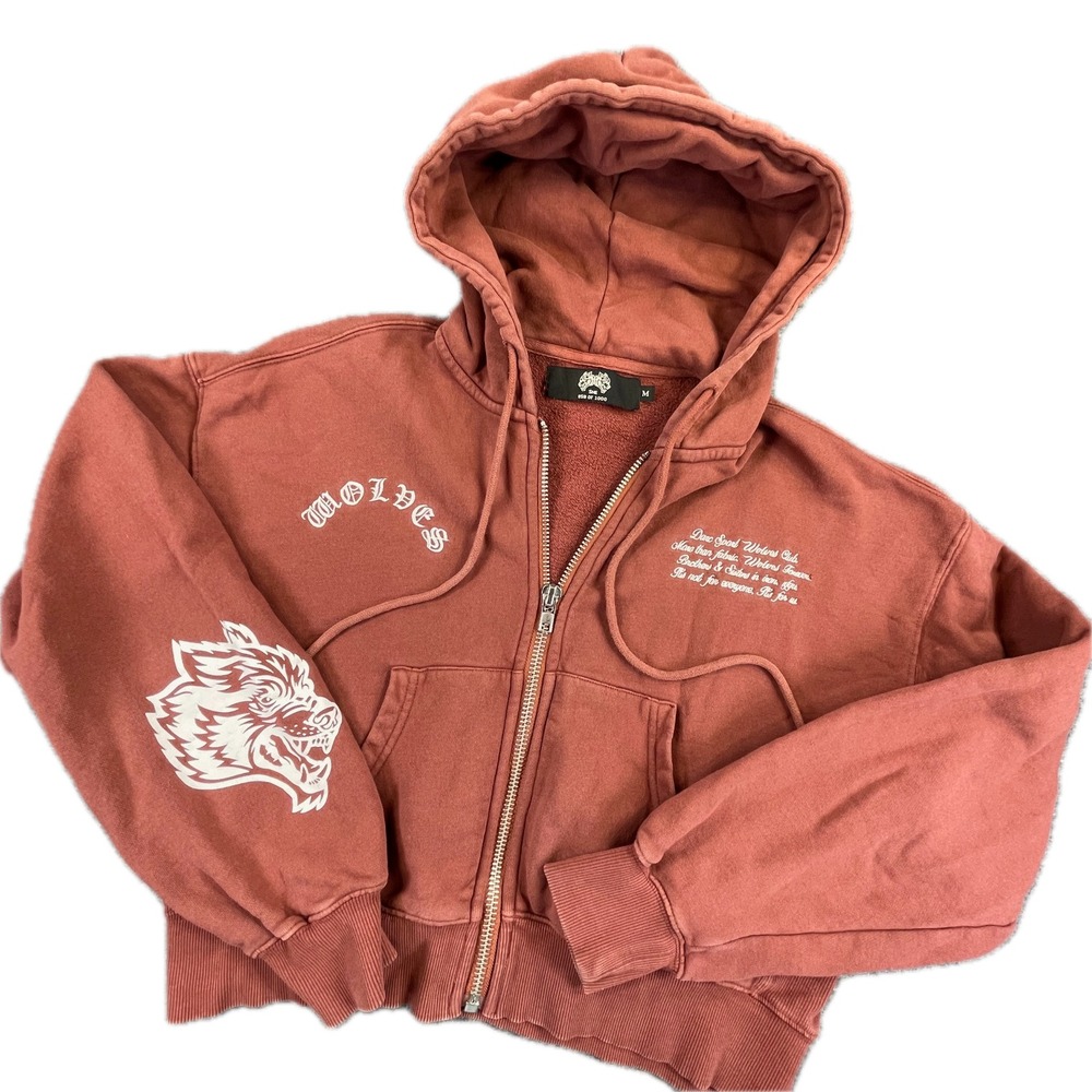 Darc Sport Wolves Club SHE Zip Up Hoodie M Terracotta Red Gym Limited Edition